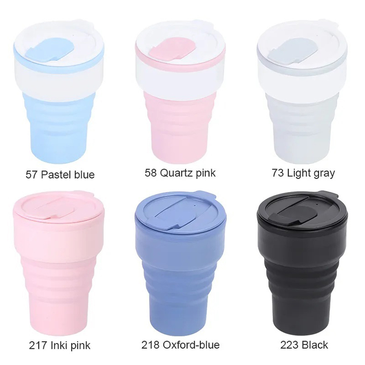 Hot Sale 350ml Collapsible Travel Cup Reusable To-Go Pocket Size Silicone Bottle for Hot and Cold Drinks