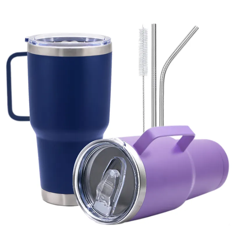 Wholesale 40oz Double Wall Stainless Steel Cups Vacuum Insulated Travel Coffee Tumblers with Straw Handle