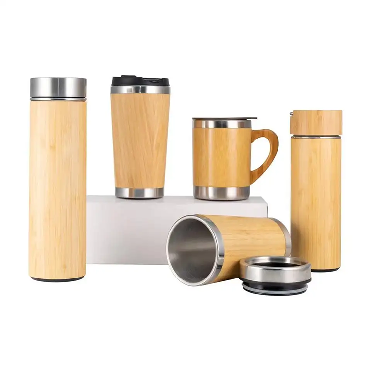 OEM 350ml 450ml 480ml 500ml 530ml Vacuum Flask Bamboo Water Bottles Insulated Thermos with Tea Infuser