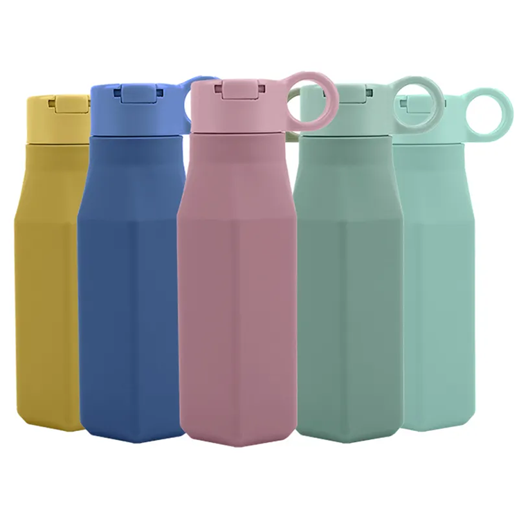 Reusable 350ml Outdoor Portable Kids Silicone Water Drinkware Drinking Bottle Soft Sports Baby Feeding Bottle