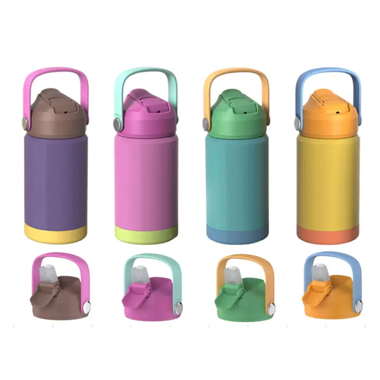 Hot Selling 12oz 304 Stainless Steel Flask Cute Kids Water Bottle for School with Color Lid